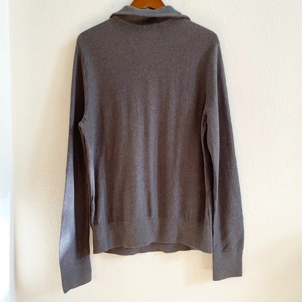 Banana Republic Men's Charcoal Gray Quarter Zip Sweater L Cotton Nylon Blend‎